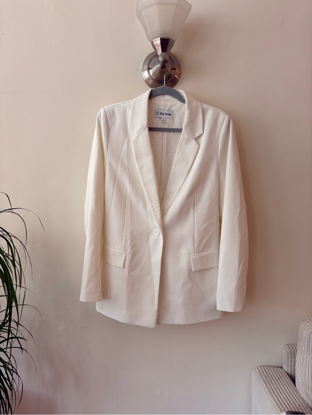The Drop Women's Cream Single-Button Blazer